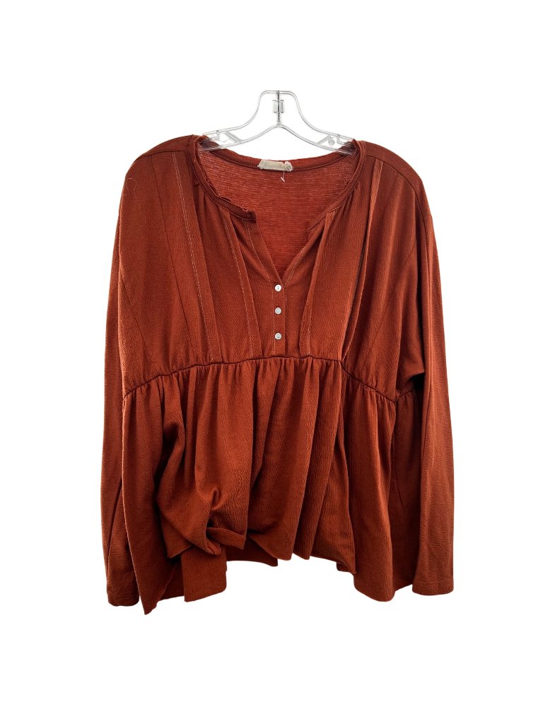 Millibon Women's Long Sleeve Pullover Top Brown Size Small Buttons